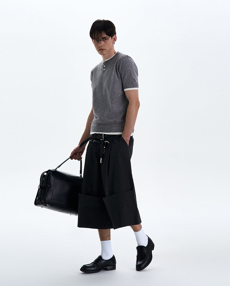 MADWITCH COLORBLOCK KNIT SHORT SLEEVE SHIRT #LX3027