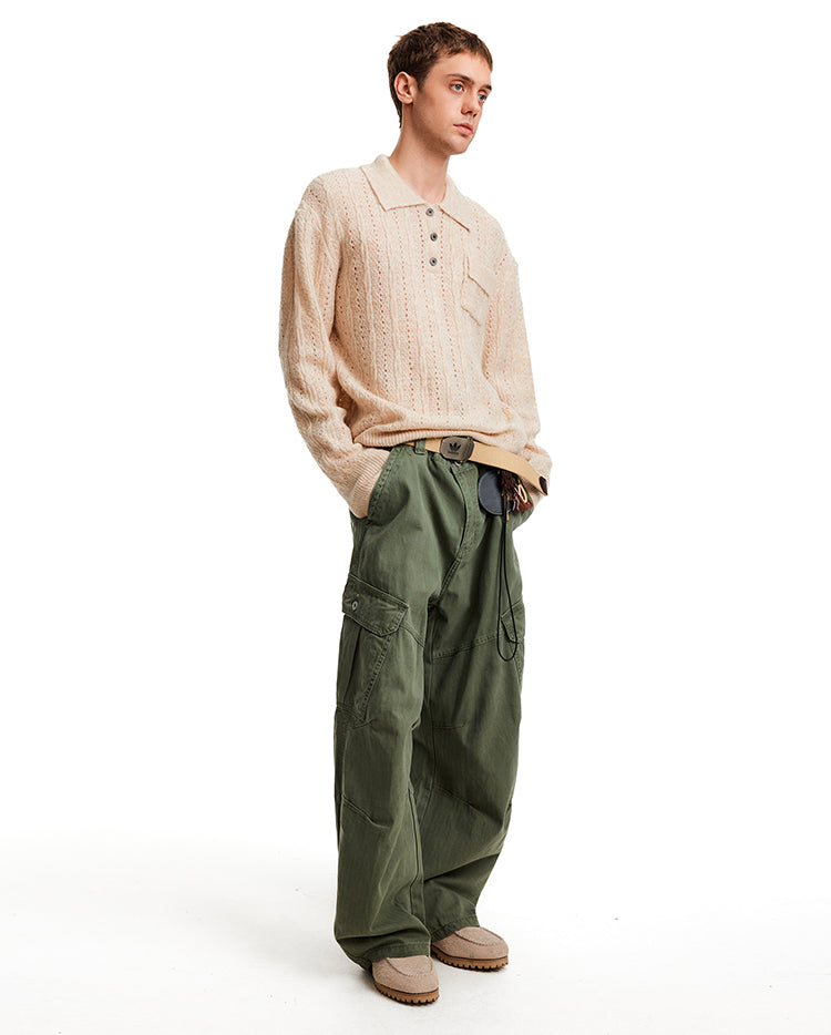 MADWITCH EYELET HENLEY TOP #C2510Q25
