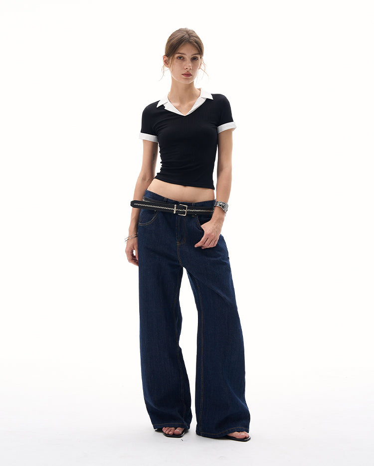 MADWITCH FOLDING COLLAR SLIM FIT T-SHIRT #DD3327