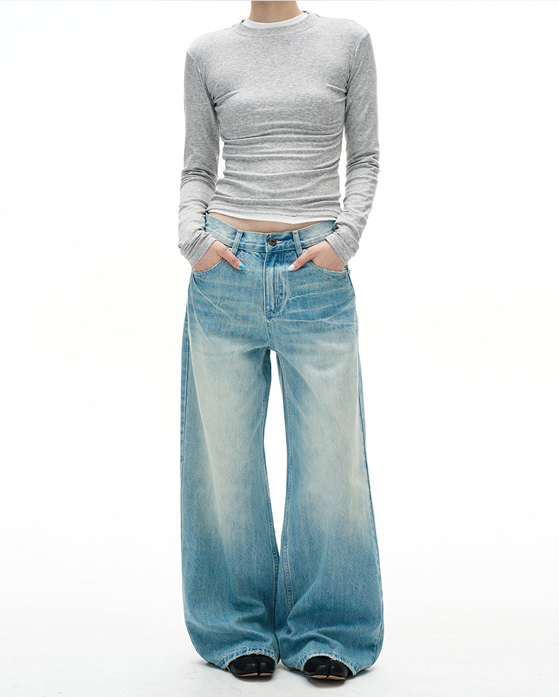 MADWITCH DISTRESSED WASHED STRAIGHT JEANS #CK9697