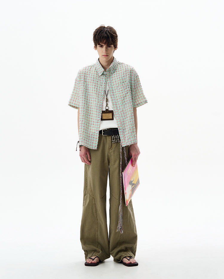 MADWITCH SEERSUCKER CHECK SHIRT #CR238