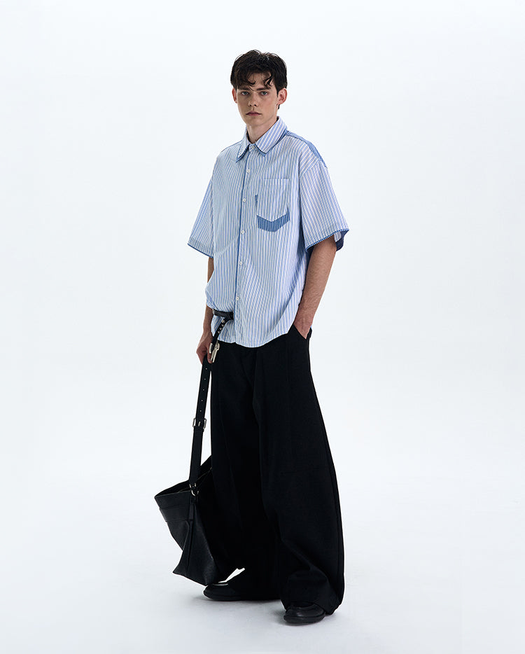 MADWITCH PATCHWORK SHORT SLEEVE SHIRT #AB1051