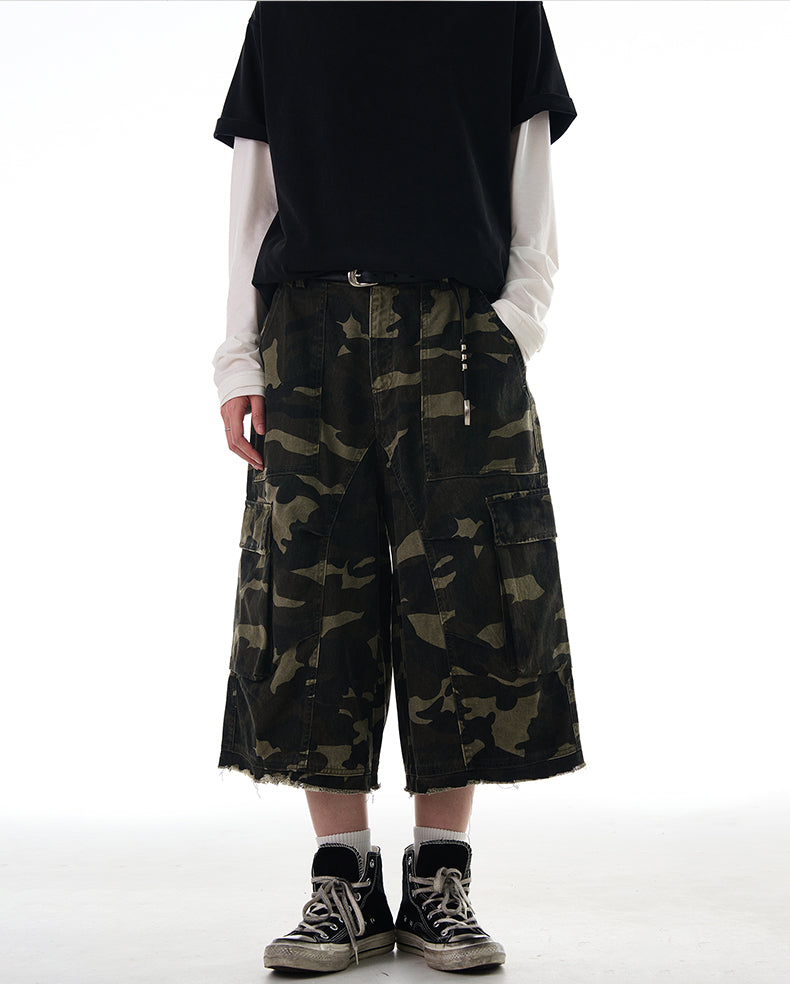 MADWITCH RAW HEM CAMO CARGO PANTS #CK252D