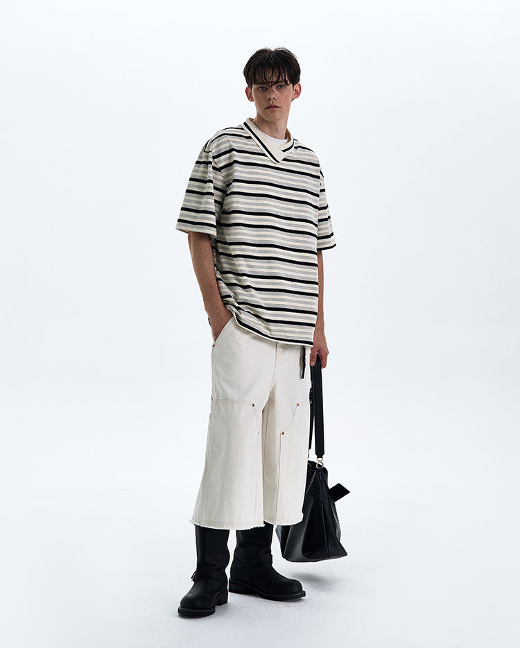 MADWITCH CONTRAST STRIPED T-SHIRT #G1525