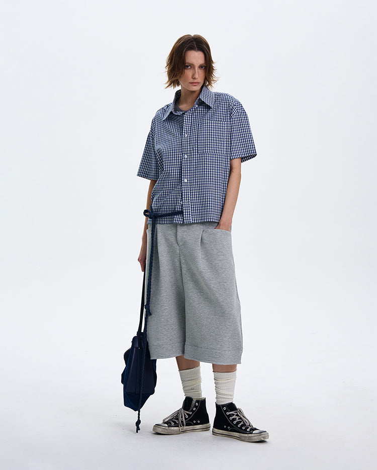 MADWITCH SPRING SUMMER PLAID SHORT-SLEEVE SHIRT #CR212