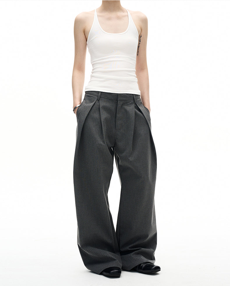 MADWITCH STRIPED WIDE LEG TROUSERS #C923