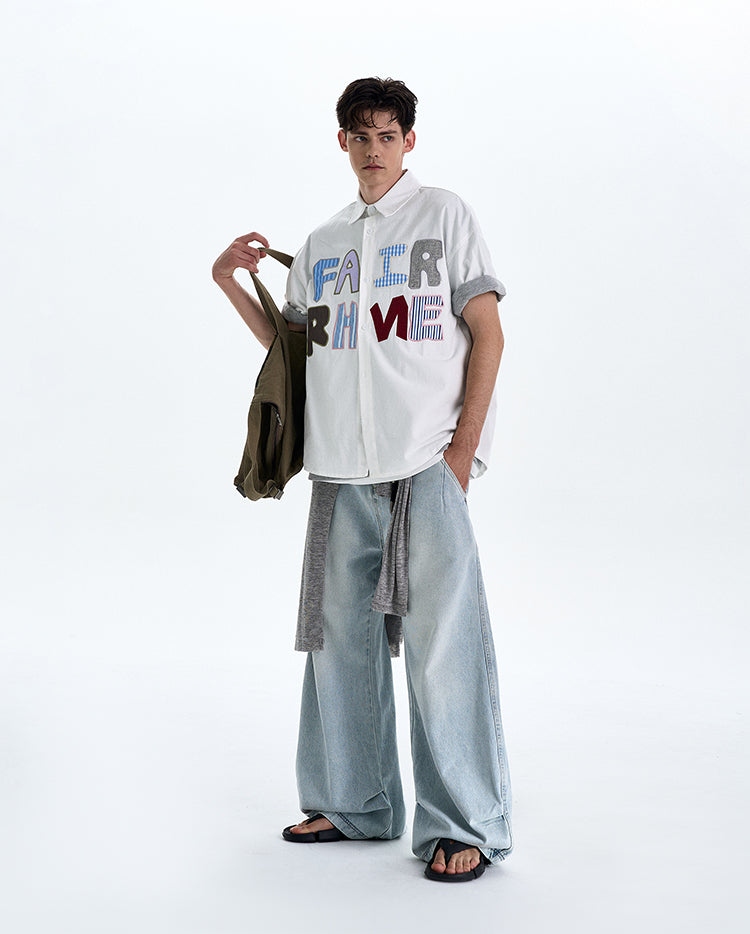 MADWITCH EMBROIDERED SHORT SLEEVED SHIRT #L653