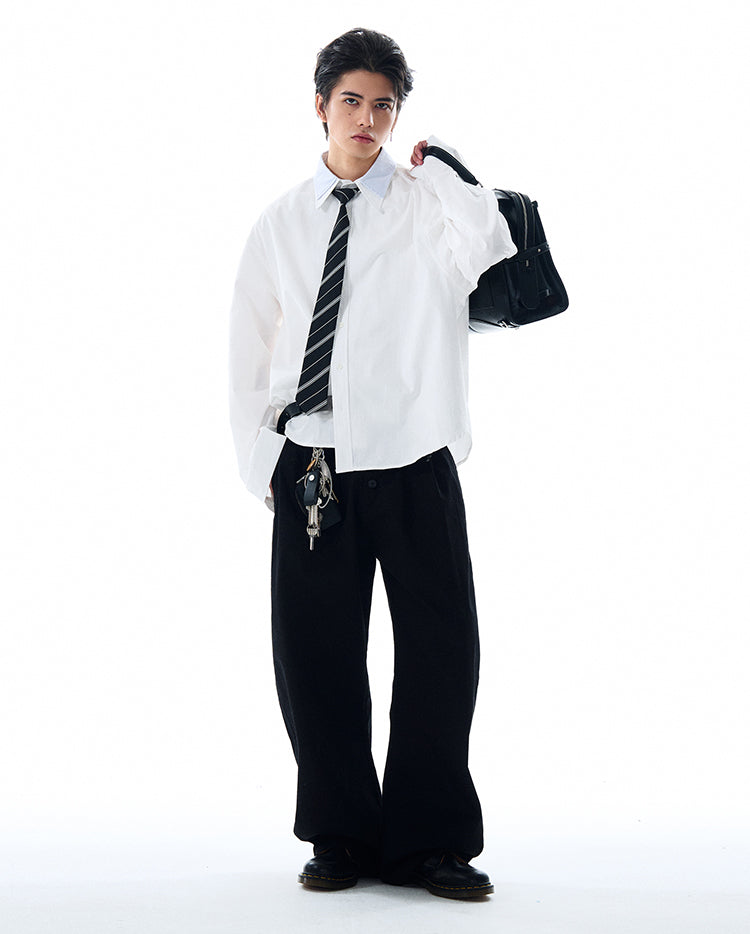 MADWITCH DOUBLE COLLAR PATCHWORK SHIRT #RC140