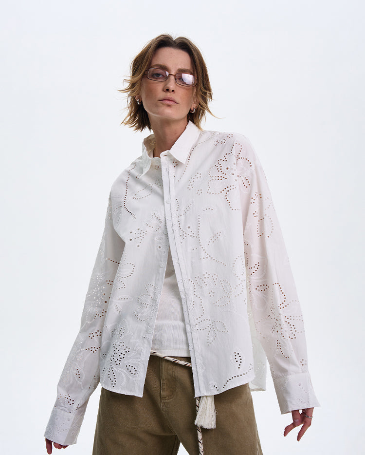 MADWITCH LOOSE WHITE LONG-SLEEVE SHIRT #31111