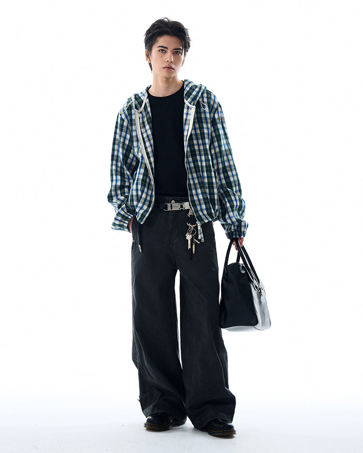 MADWITCH INS STYLE PLAID HOODED JACKET #RW148
