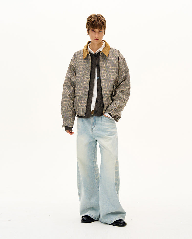 MADWITCH UNISEX CONTRAST COLLAR PATCHWORK JACKET #G1412
