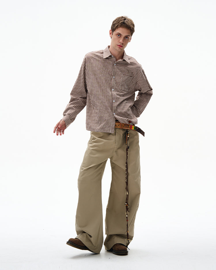 MADWITCH UNISEX VINTAGE PLAID LONG SHIRT #CR6215