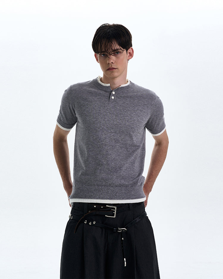 MADWITCH COLORBLOCK KNIT SHORT SLEEVE SHIRT #LX3027