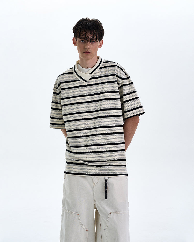 MADWITCH CONTRAST STRIPED T-SHIRT #G1525