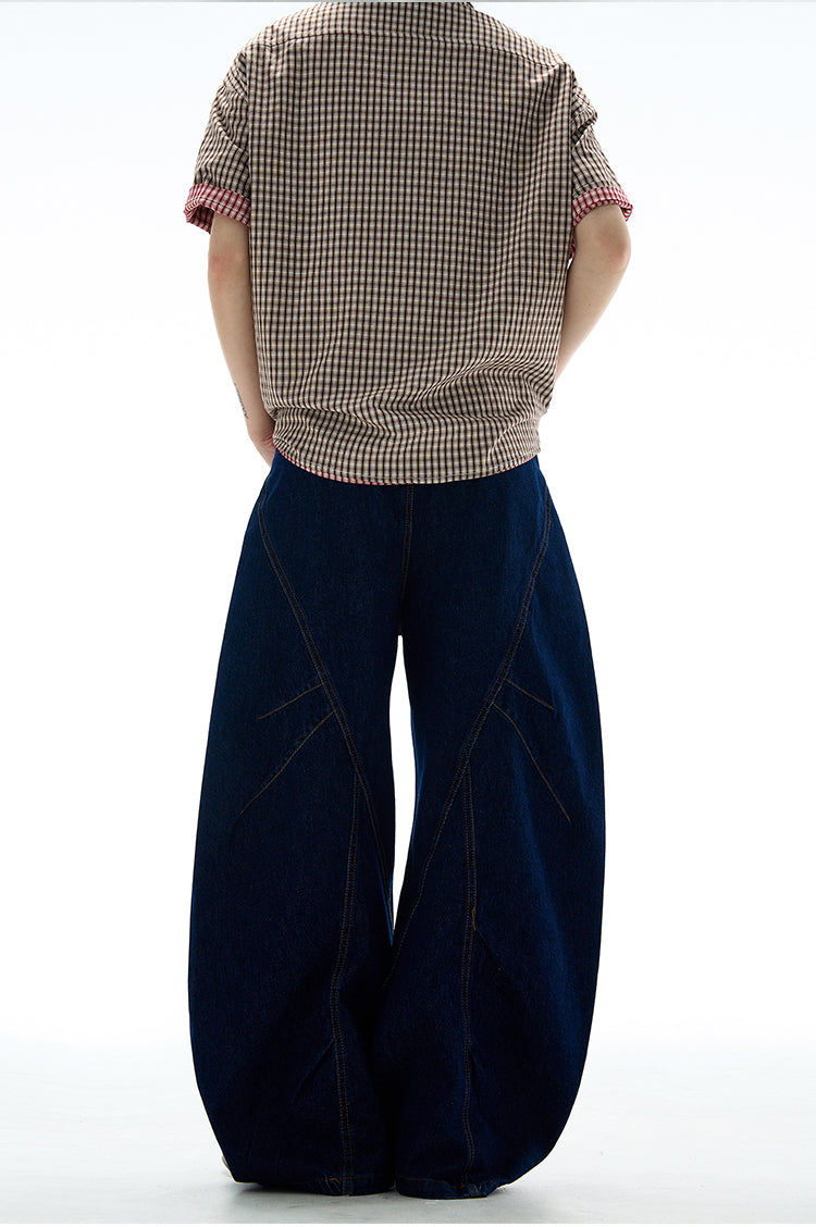 MADWITCH BUTTON-FRONT WIDE LEG DENIM JEANS #9066
