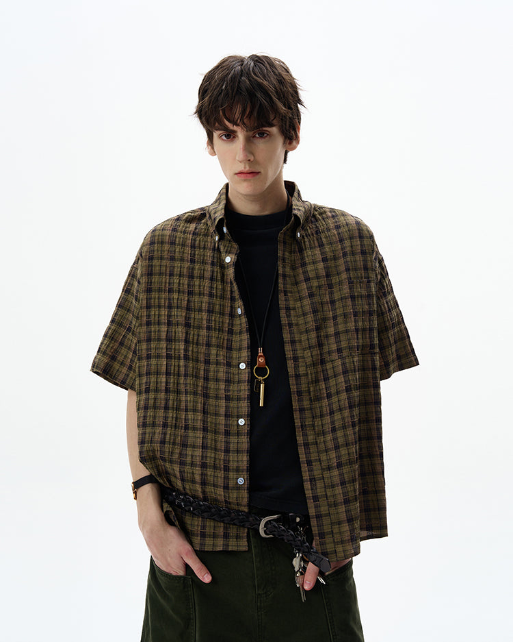MADWITCH SEERSUCKER SHORT SLEEVE SHIRT #CR252