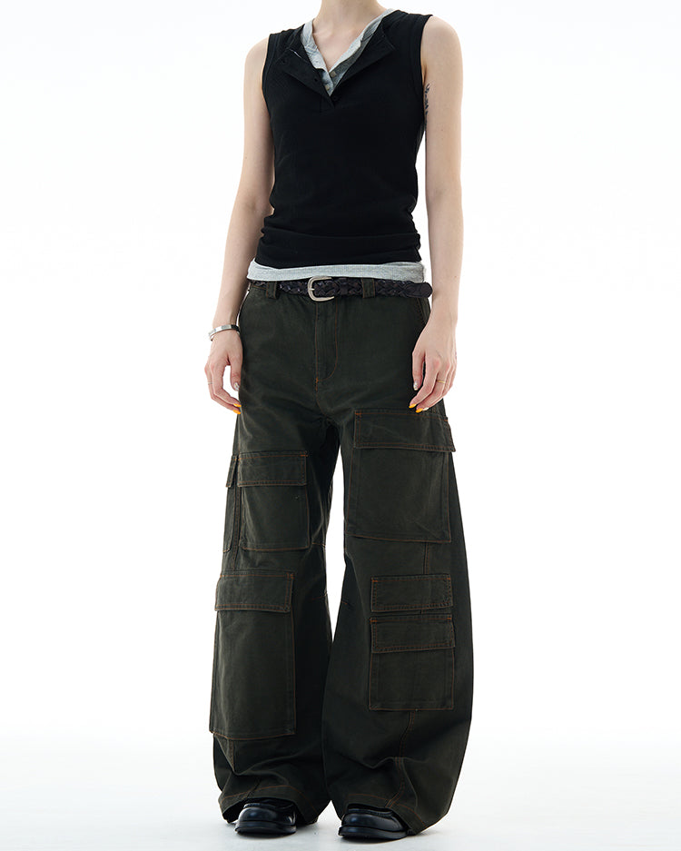 MADWITCH UNISEX MULTI-POCKET CARGO PANTS #A611