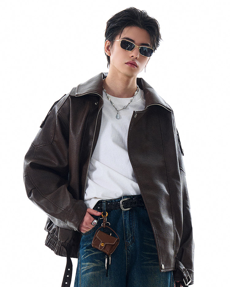 MADWITCH BIKER-STYLE LEATHER JACKET #NR4020