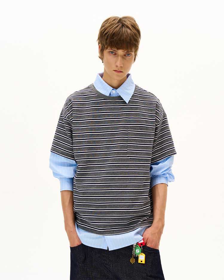 MADWITCH UNISEX FAKE TWO-PIECE LONG SLEEVE TOP #T009