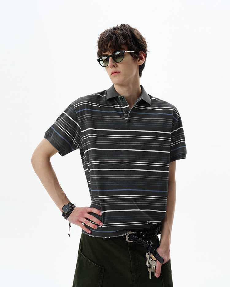 MADWITCH STRIPED POLO SHIRT #0244