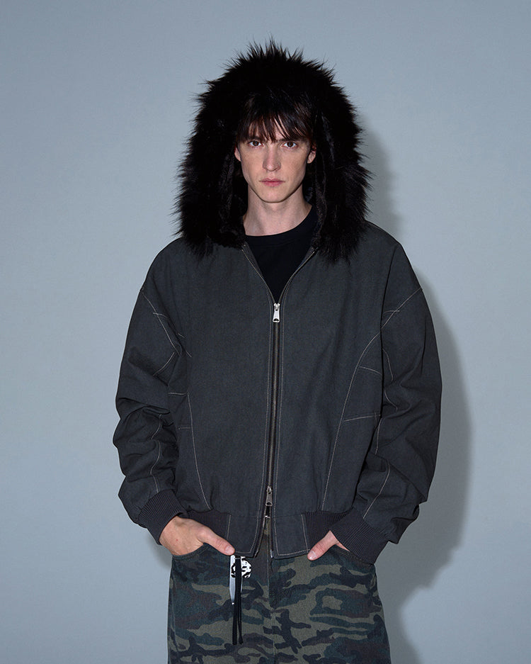 MADWITCH LOOSE FITTED FLEECE LINED JACKET #0191