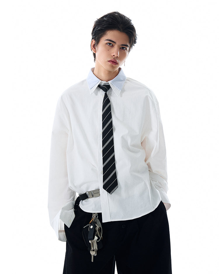 MADWITCH DOUBLE COLLAR PATCHWORK SHIRT #RC140