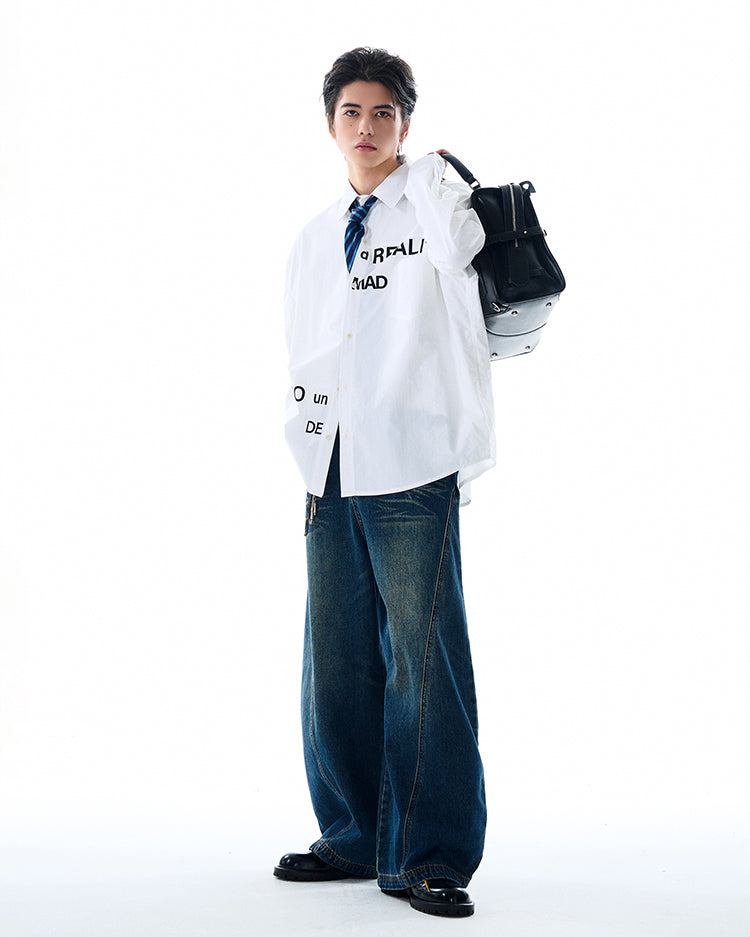 MADWITCH PRINTED WHITE SHIRT #MD4138
