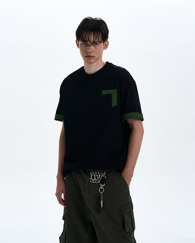 MADWITCH CONTRAST COLOR CREWNECK TEE #C205C25