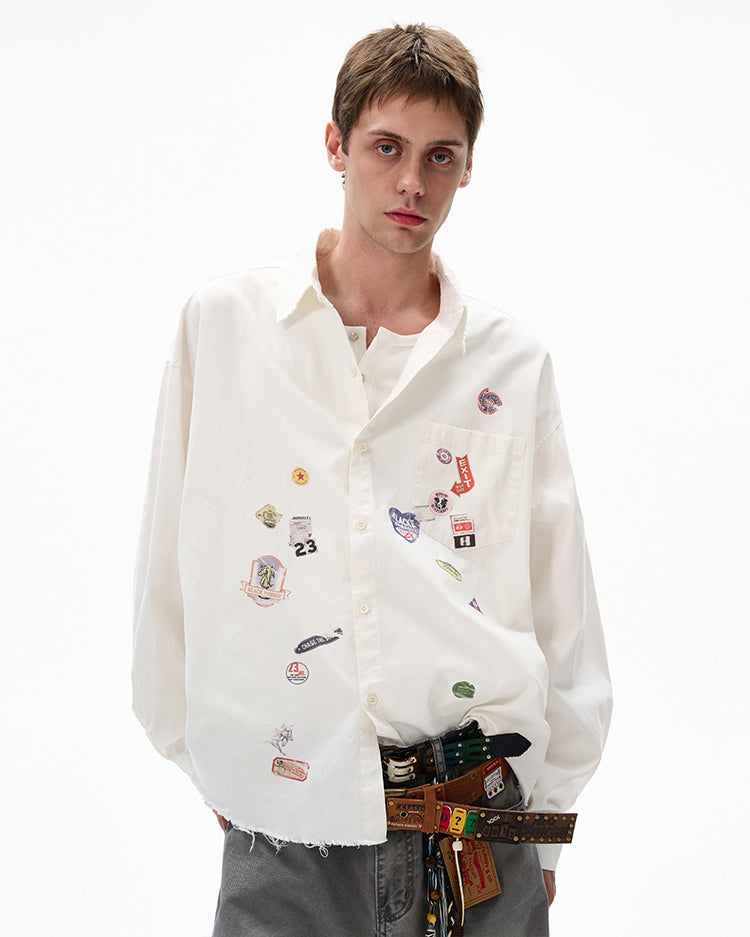 MADWITCH RAW-EDGE LONG SLEEVE SHIRT #BR92