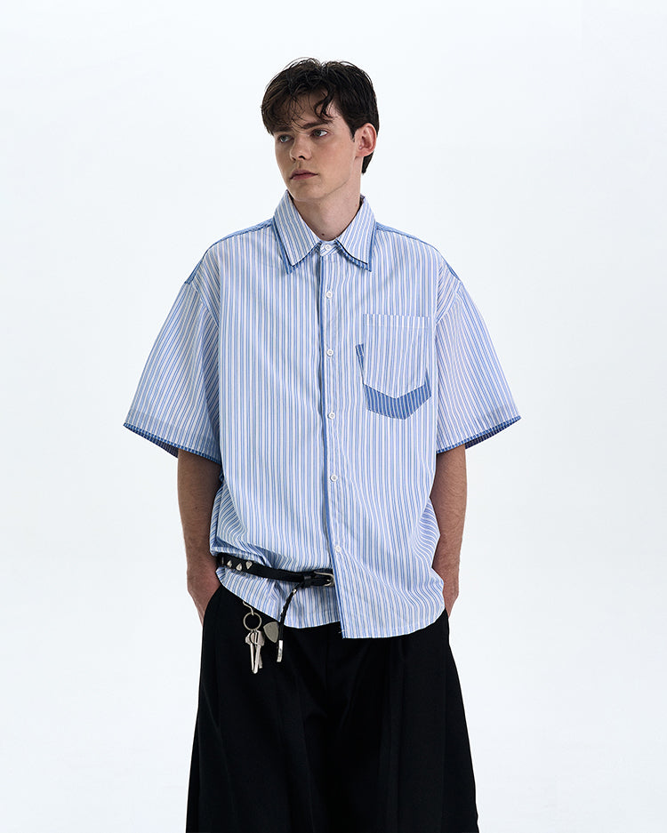 MADWITCH PATCHWORK SHORT SLEEVE SHIRT #AB1051