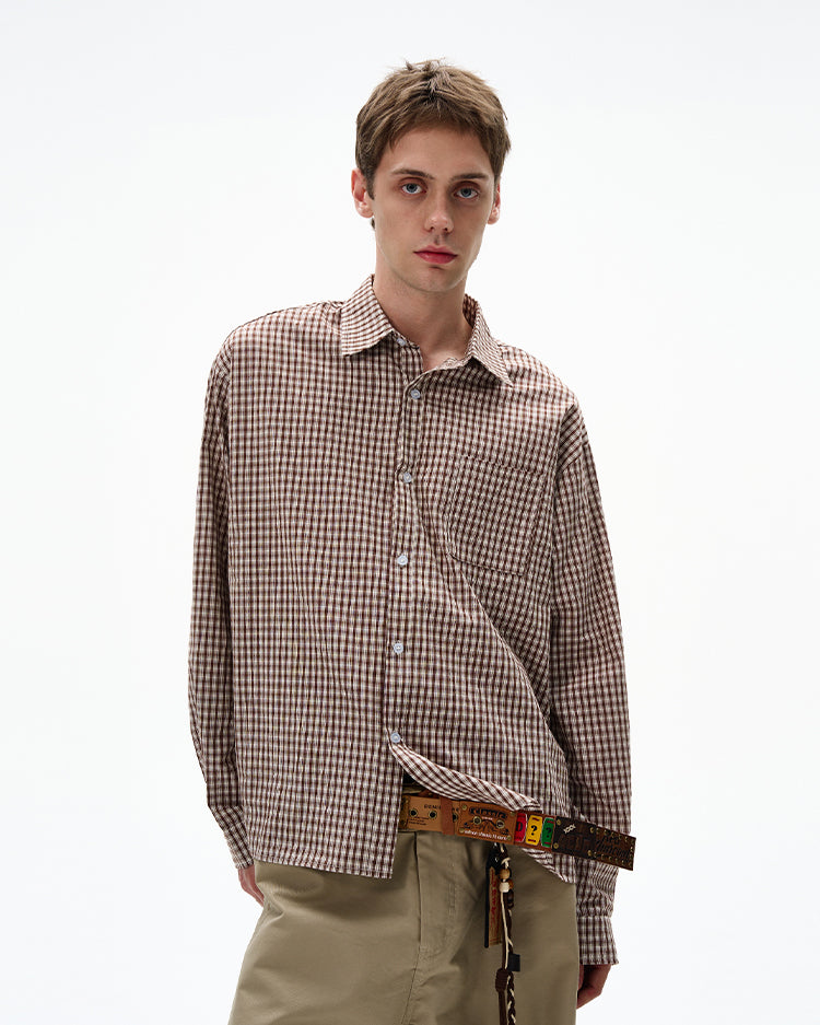 MADWITCH UNISEX VINTAGE PLAID LONG SHIRT #CR6215