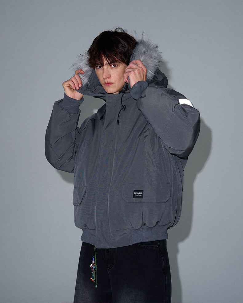 MADWITCH FUR-COLLAR PARKA COTTON COAT #HY8529