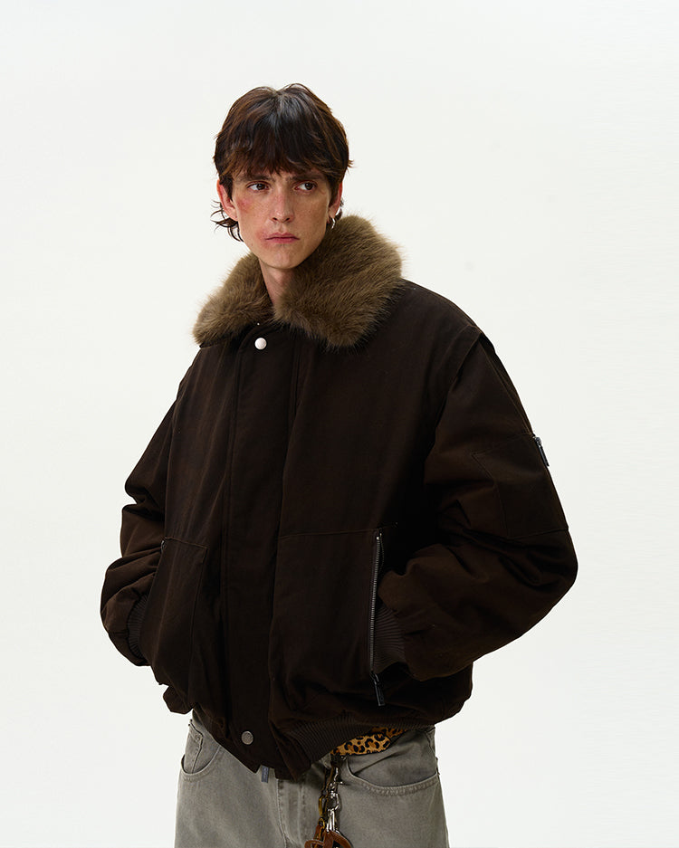 MADWITCH FAUX FUR COLLAR DOWN JACKET #Y07
