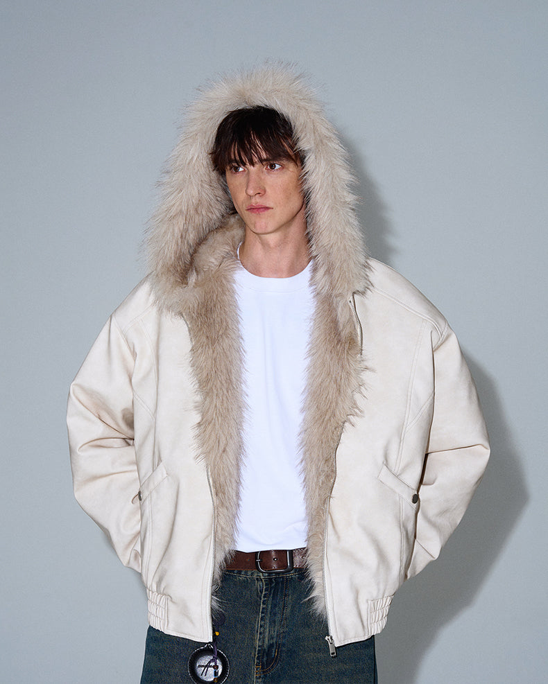 MADWITCH FAUX LEATHER UTILITY PUFFER COAT #L313Q24