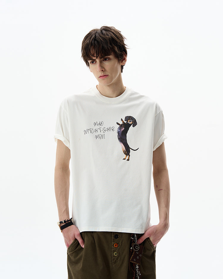 MADWITCH PUPPY PRINT T-SHIRT #MD4196