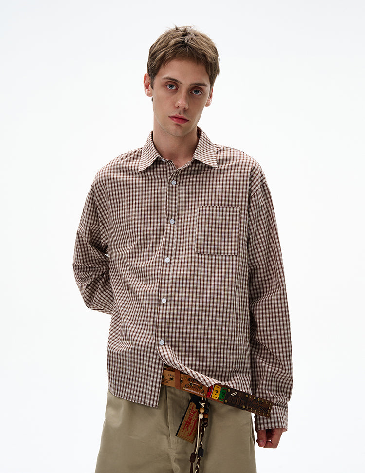 MADWITCH UNISEX VINTAGE PLAID LONG SHIRT #CR6215