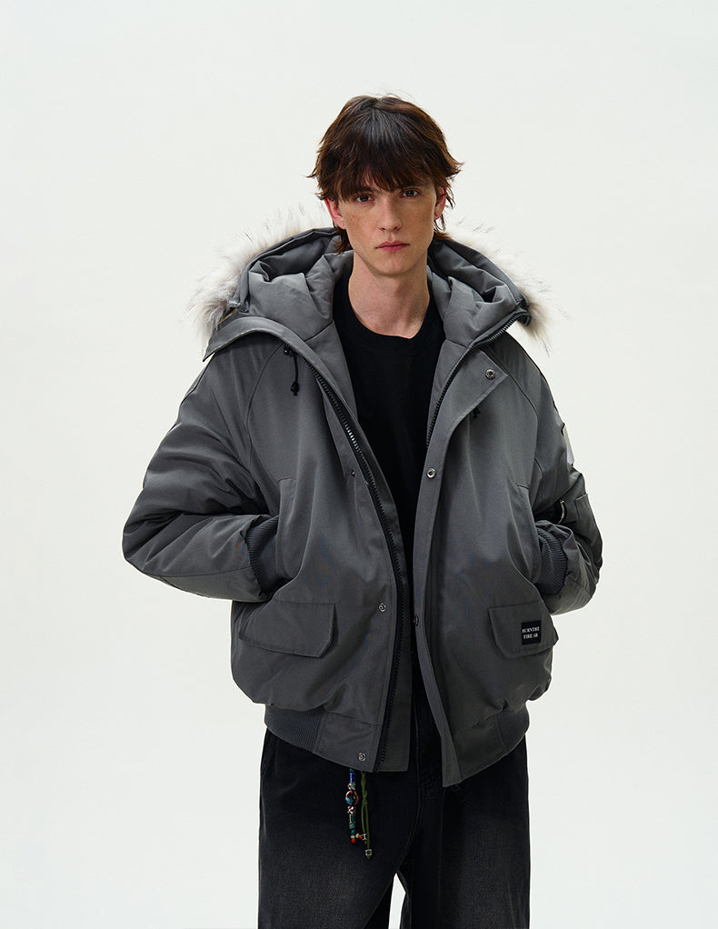 MADWITCH FUR-COLLAR PARKA COTTON COAT #HY8529