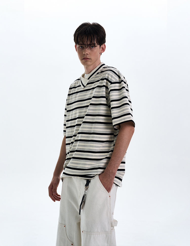 MADWITCH CONTRAST STRIPED T-SHIRT #G1525