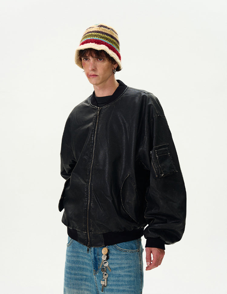 MADWITCH VINTAGE CASUAL LEATHER JACKET #AW6870