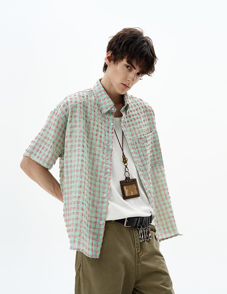MADWITCH SEERSUCKER CHECK SHIRT #CR238
