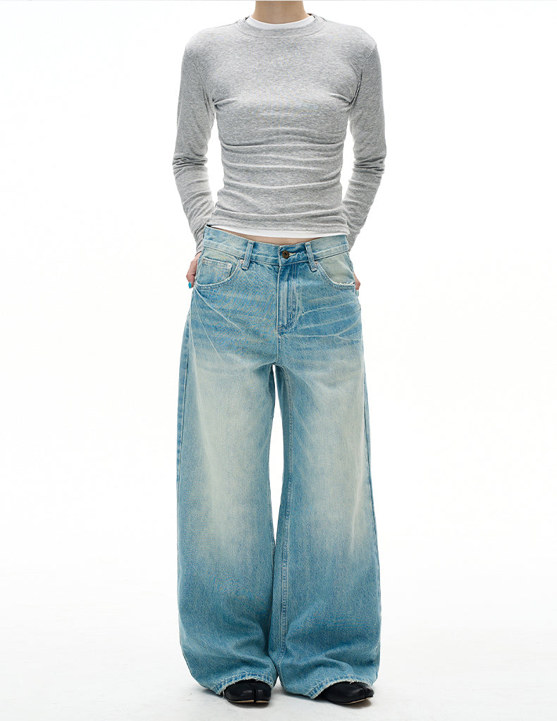MADWITCH DISTRESSED WASHED STRAIGHT JEANS #CK9697