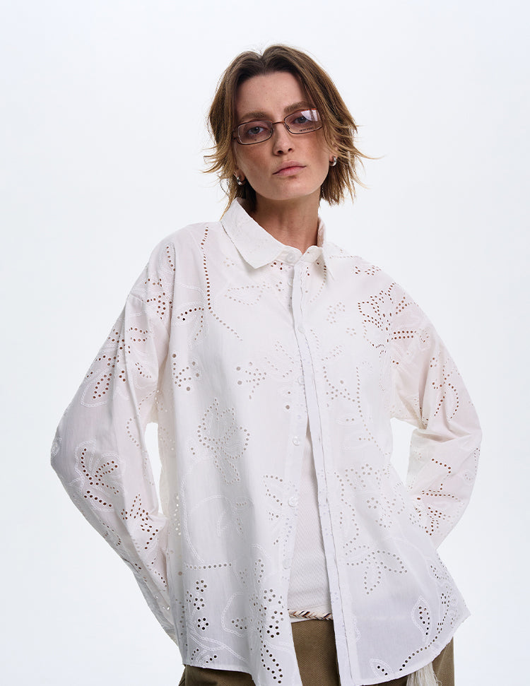 MADWITCH LOOSE WHITE LONG-SLEEVE SHIRT #31111