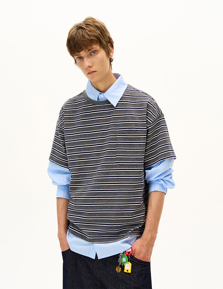 MADWITCH UNISEX FAKE TWO-PIECE LONG SLEEVE TOP #T009