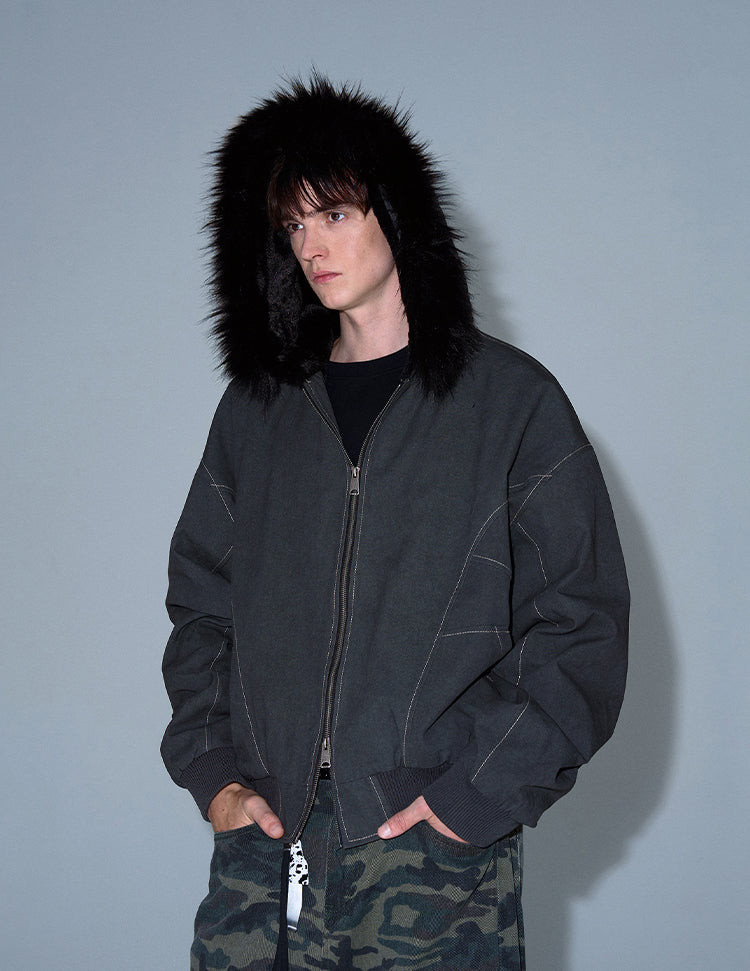 MADWITCH LOOSE FITTED FLEECE LINED JACKET #0191