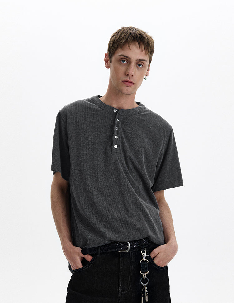 MADWITCH HENLEY KNIT TEE #1052