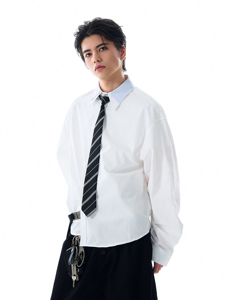 MADWITCH DOUBLE COLLAR PATCHWORK SHIRT #RC140