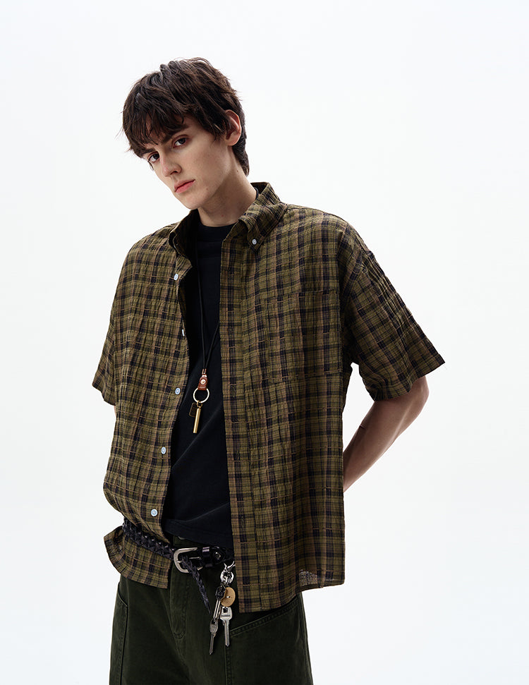 MADWITCH SEERSUCKER SHORT SLEEVE SHIRT #CR252