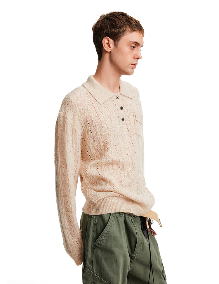 MADWITCH EYELET HENLEY TOP #C2510Q25