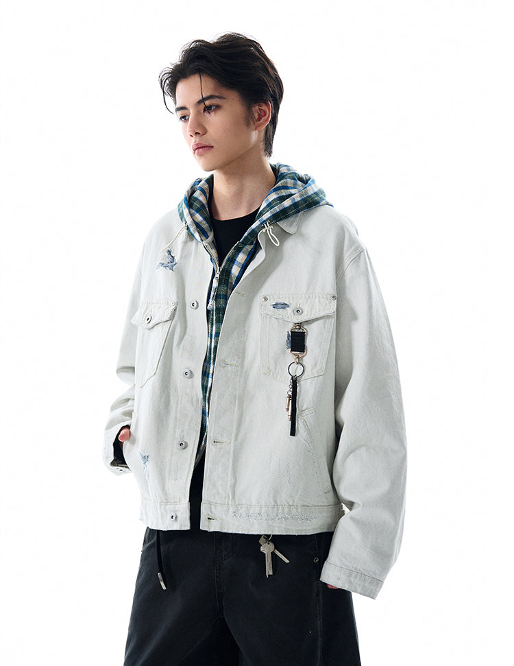 MADWITCH DISTRESSED WASHED DENIM JACKET #C177C25
