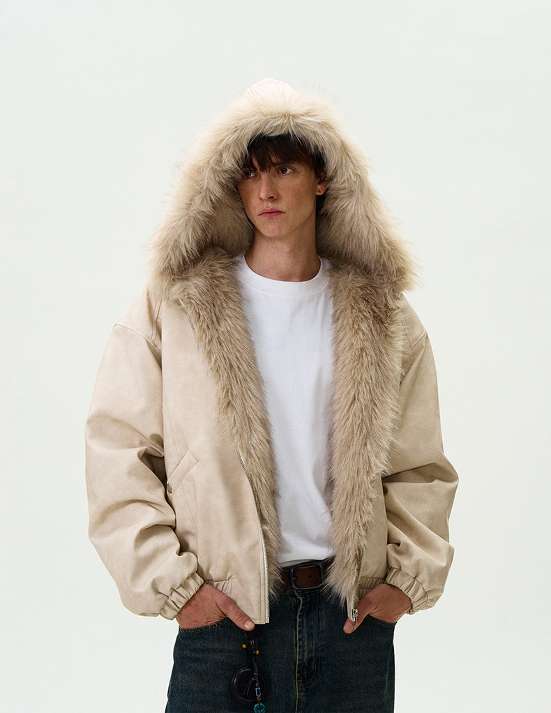 MADWITCH FAUX LEATHER UTILITY PUFFER COAT #L313Q24